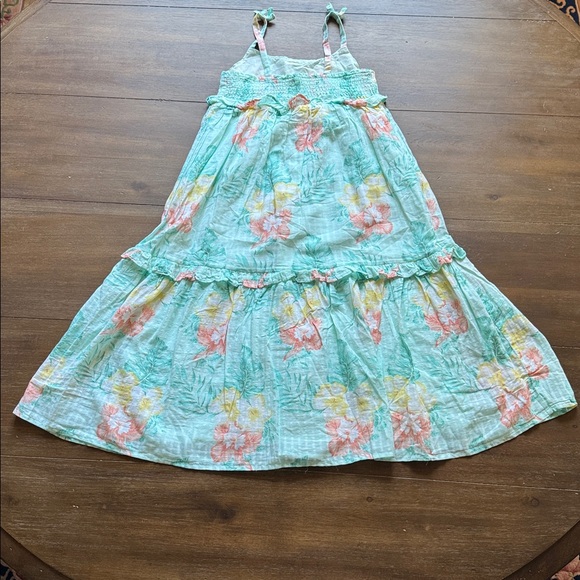 New Sz 10 Janie and Jack cotton tropical floral lined dress with smocked details - Picture 2 of 7